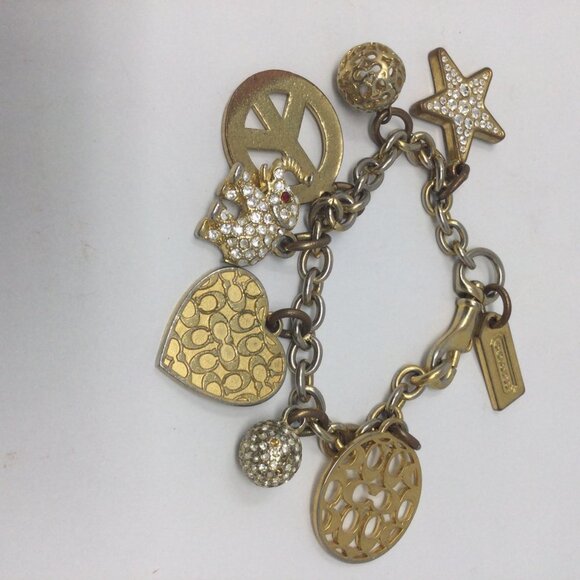 Coach Charm Bracelet Vintage Chunky Logo Heart - Picture 3 of 5